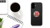 Vintage Hawaii Aloha Label Sticker on a Phone (New) example