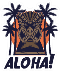 Vintage Hawaii Tribal Tiki Aloha Sticker