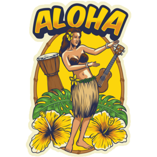 Vintage Hawaiian Dancing Girl Hawaii Sticker