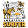 Vintage Illustration Cowboy Surfer Sticker