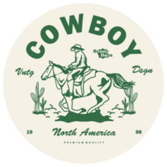 Vintage Illustration Cowboy Typographic Sticker