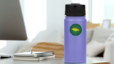 Vintage Jamaica Map Sunburst Sticker on a Water Bottle (New) example