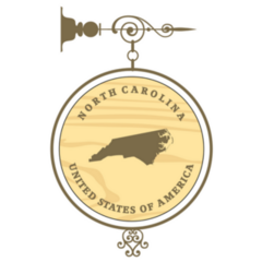 Vintage Label With Map Of North Carolina Illustration Sticker