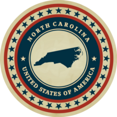 Vintage Label With Map Of North Carolina Sticker