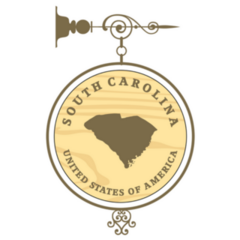 Vintage Label With Map Of South Carolina Sticker