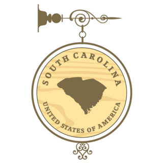 Vintage Label With Map Of South Carolina Sticker