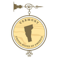 Vintage Label With Map Of Vermont Sticker