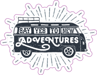Vintage Minivan Illustration, Say Yes To New Adventures