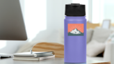 Vintage Mountain And Woods Sticker on a Water Bottle (New) example