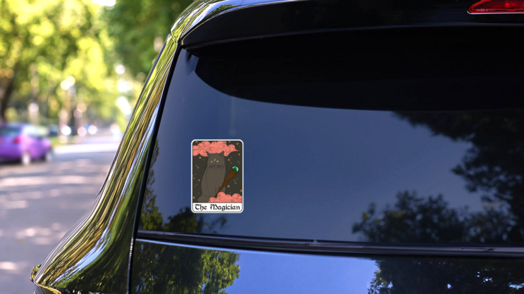 Vintage Mystic The Magician Tarot Card Sticker on a Rear Car Window (New) example