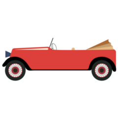 Vintage Red Car Retro 20s Style Illustration Sticker