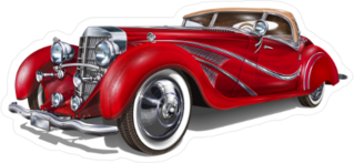 Vintage Red Car Sticker