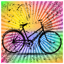 Vintage Retro Bicycle With Colorful Background Sticker