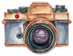 Vintage Retro Watercolor Camera Photographer Sticker