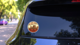 Vintage Round Label Ohio City Columbus Sticker on a Rear Car Window (New) example