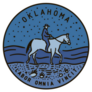 Vintage Round Label Oklahoma Cowboy On Horse Sticker