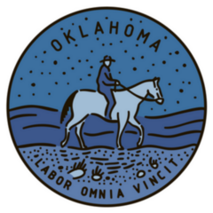 Vintage Round Label Oklahoma Cowboy On Horse Sticker