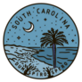 Vintage Round Label South Carolina Palm & Moon Sticker
