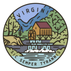 Vintage Round Label Virginia State Water Mill Sticker