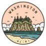 Vintage Round Label Washington Alki Beach Sticker