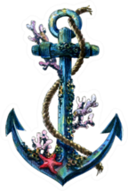 Vintage Sea Anchor With Shell And Coral Sticker