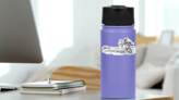 Vintage Seaside Beach View Sticker on a Water Bottle (New) example