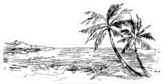 Vintage Seaside Beach View Sticker