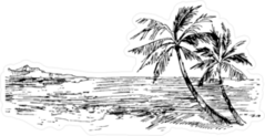 Vintage Seaside Beach View Sticker