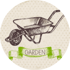 Vintage Sketch Gardening Wheelbarrow Sticker