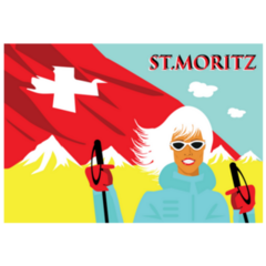 Vintage Ski Poster Swiss St Moritz Sticker