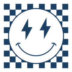 HOWLIN'｜ (SMILING FACES BLUE THUNDER) Amazon.com: Preppy Blue Smiley with Lightning Bolt Sticker