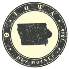 Vintage Stamp With Map Of Iowa Creation Sticker