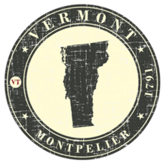 Vintage Stamp With Map Of  Vermont Montpelier Sticker
