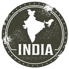 Vintage Style India Country Stamp In Black Sticker