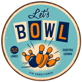 Vintage Style Let’s Bowl 1950s Sticker