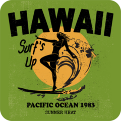 Vintage Surf Illustration And Girl Sticker