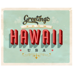 Vintage Touristic Greeting Card Hawaii Sticker