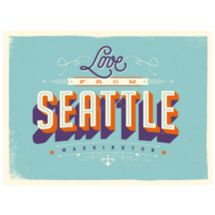 Vintage Touristic Greeting Card Love Seattle Washington Sticker