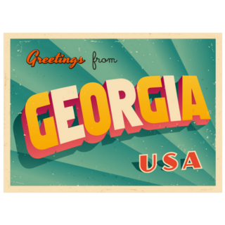 Vintage Touristic Greeting Card of Georgia Sticker