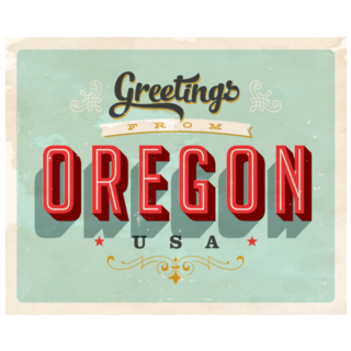 Vintage Touristic Greeting Card Oregon Sticker