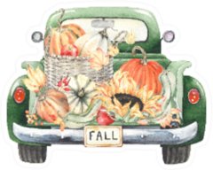 Vintage Truck Filled Autumn Harvest Watercolor Sticker