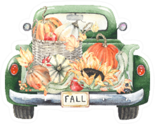 Vintage Truck Filled Autumn Harvest Watercolor Sticker