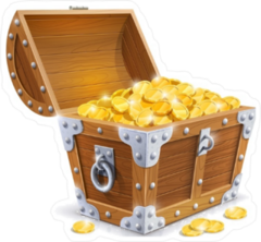 Vintage Wooden Chest With Golden Coin Sticker