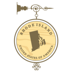 Vintage Wooden Sign With Map Of Rhode Island Sticker
