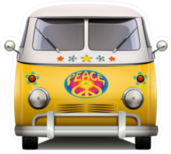 Vintage Yellow Hippie Van Sticker