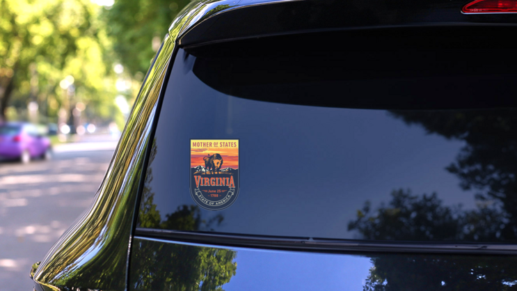 Virginia Banner Sticker on a Rear Car Window (New) example