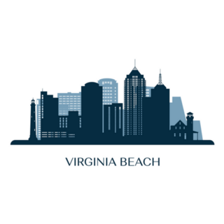 Virginia Beach Skyline, Monochrome Silhouette Sticker