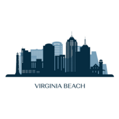 Virginia Beach Skyline, Monochrome Silhouette Sticker