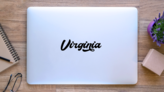 Virginia Calligraphy Text Sticker on a Laptop (New) example