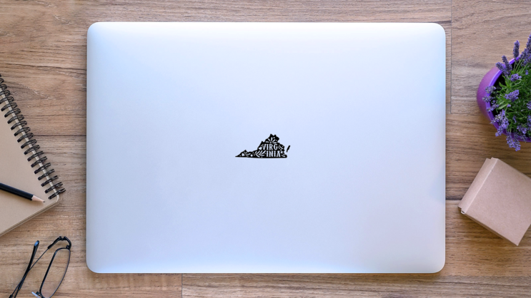 Virginia State Map With Doodle Decorative Ornaments Sticker on a Laptop (New) example